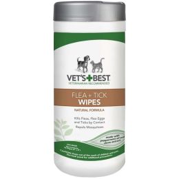 Vets Best Flea and Tick Wipes for Dogs 6 in x 8 in 50 Count