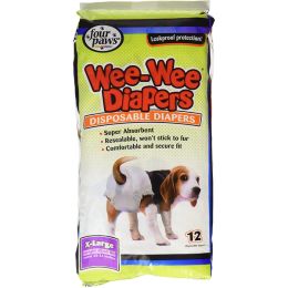Four Paws Wee-Wee Disposable Dog Diapers 12 Count Large - X-Large