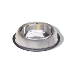Van Ness Plastics Stainless Steel Non Tip Dog Bowl w-Rubber Ring 16oz