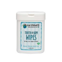 Earthbath Tooth and Gum Wipes for Dogs; Cats; Puppies; and Kittens 25ct