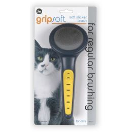 JW Pet GripSoft Cat Slicker Brush Gray; Yellow Small