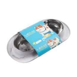 Messy Mutts Dog Double Feeder Marble 3 Cup