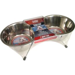 Loving Pets Stainless Steel Double Dog Diner Wrapped Silver 2 Quarts