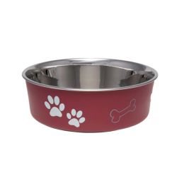 Loving Pets Classic Dog Bowl Paw Print Merlot Small