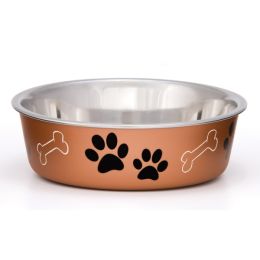 Loving Pets Metallic Dog Bowl Paw Print Copper Small