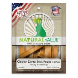 Loving Pets Chicken Dental Stick Recipe Dog Treat 3 oz 10 Pack