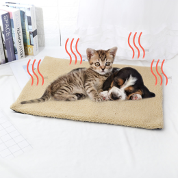 Self Heating Pet Mat; Non-Electric Pet Warming Pad; Self Warming ; Extra Warm Pet Mats For Dog & Cat (Color: Khaki)