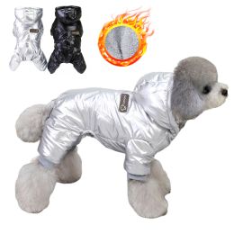 Winter Warm Pet Dog Jumpsuit Waterproof Dog Clothes for Small Dogs;  Dog Winter Jacket Yorkie Costumes Shih Tzu Coat Poodle Outfits (Color: Black)