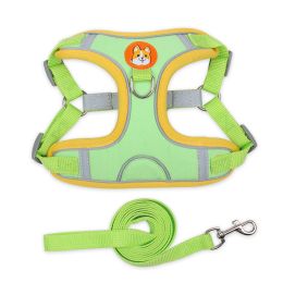 dog Harnesses and dog leash set; Pet Chest Strap Vest Dog Strap Small Dog Rope Wholesale Reflective Dog Towing Rope (colour: green)