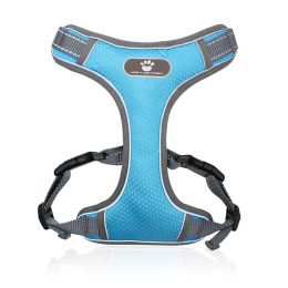 dog Harnesses; Pet Traction Rope Mesh Breathable Big Dog Chest Strap Vest Reflective Dog Rope Spot Wholesale (colour: Light blue)