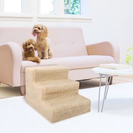 3 Steps Pet Stairs for Dogs and Cats (Color: Beige)